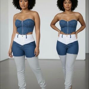 Stylish Blue and Gray Women's Jeans